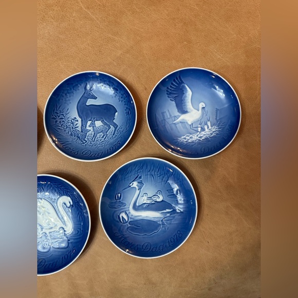 Set of 5 B&G Royal Copenhagen Mors Dag Mothers Day Plates Blue 1973-1984 - Picture 3 of 9